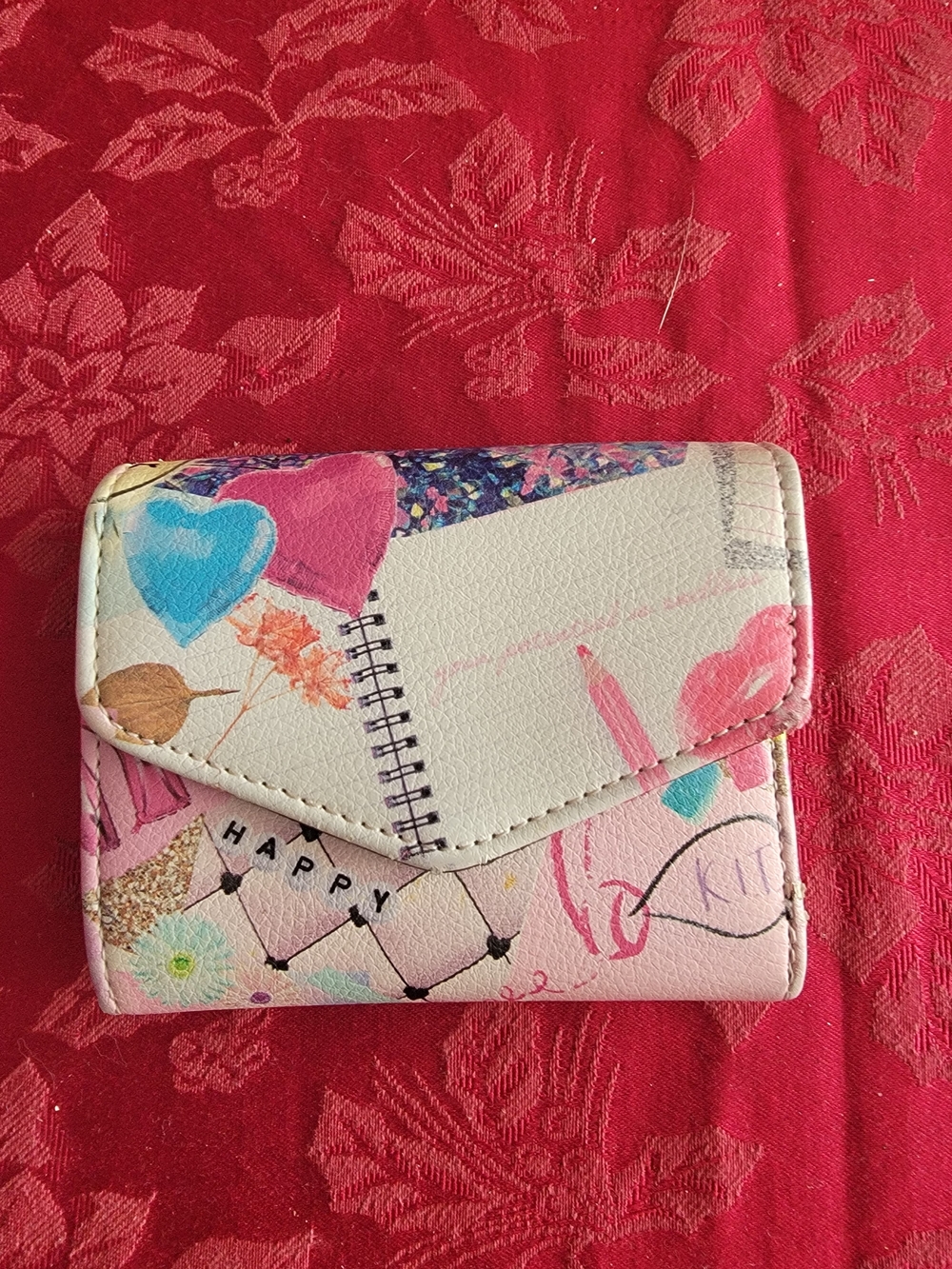 Betsey Johnson Multicolor Heart Print Compact Wallet